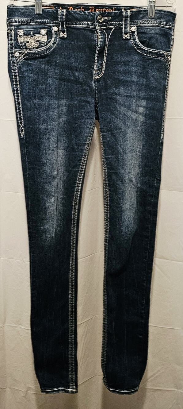 Rock Revival Women’s Celinda Easy Skinny Jeans Size 30 With Rhinestones
